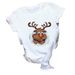 Merry Christmas Tree Santa Claus Letter Print White Casual Round Neck T-Shirt For Women_ecoleips.com