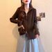 Early Spring New Style Zippered Lapel Ribbed Cardigan For Women, Autumn Winter Korean Version, Casual And Versatile Knit_ecoleips.com
