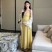 Autumn New Korean Style Stretch Camisole + Sunscreen Cardigan Two-Piece Maternity Dress_ecoleips.com