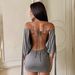 Summer New Women's Sexy Off-Shoulder Big Backless Slim Fit Tassel Tie Bodycon Skirt Style_ecoleips.com