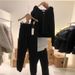 Women’s Clothing Autumn And Winter New Hooded Plus Velvet Casual Sports Suit Women's Loose Sweater Two Piece Suit_ecoleips.com