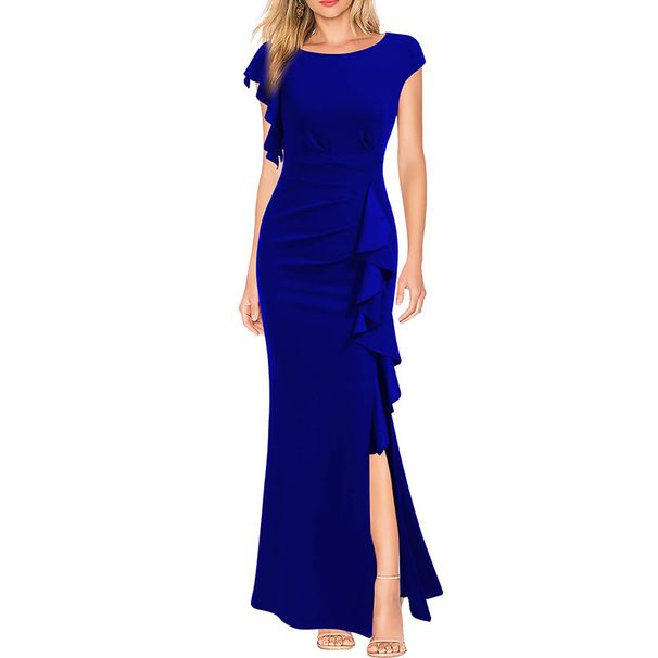 Women's Clothing High Waist Slit Skirt Elegant Fashion Round Neck Commuter Skirt Evening Dress Long Women's Skirt_ecoleips.com