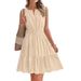 Women's Clothing Slim Waist Round Neck Pleated Cotton Linen Sleeveless Dress For Women Small V Best Selling_ecoleips.com