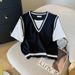 Women's Clothing Summer New Design Version V Neck Two Piece T Shirt Top Ice Silk Knit Sweater Female_ecoleips.com