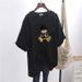 Women's Oversized T-Shirt Korean Style Longline Casual Tee Soft Cotton Blend Short Sleeve Top for Daily Wear with Cartoon Print_ecoleips.com