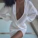 2024 European And American Long-Sleeve White Shirt, Sexy Deep V Neck, Cross-Border Women's Fashion New Product, INS_ecoleips.com