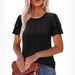 2026 Women Fashion Short Puff Sleeve Top Sweet Ruffle Trim Blouse_ecoleips.com