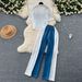 European And American Casual Simple Denim Patchwork Set For Women Summer Polo Collar Zipper Top + High Waist Wide Leg_ecoleips.com