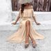 European And American 2025 Summer New Vacation Style Sexy Off-Shoulder Solid Color Dress Cross-Border_ecoleips.com