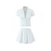 Spicy Girl V-Neck Single-Breasted Short Top Women's Low-Waist Drawstring A-Line Skirt Two-Piece Set_ecoleips.com