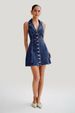 K New Neck Strap Style Slim Fit Long Skirt Denim Dress Women's Wear_ecoleips.com