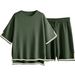Women's Clothing Two Piece Sweater Set Knitted Pullover Top Wide Leg Shorts Sportswear Set_ecoleips.com