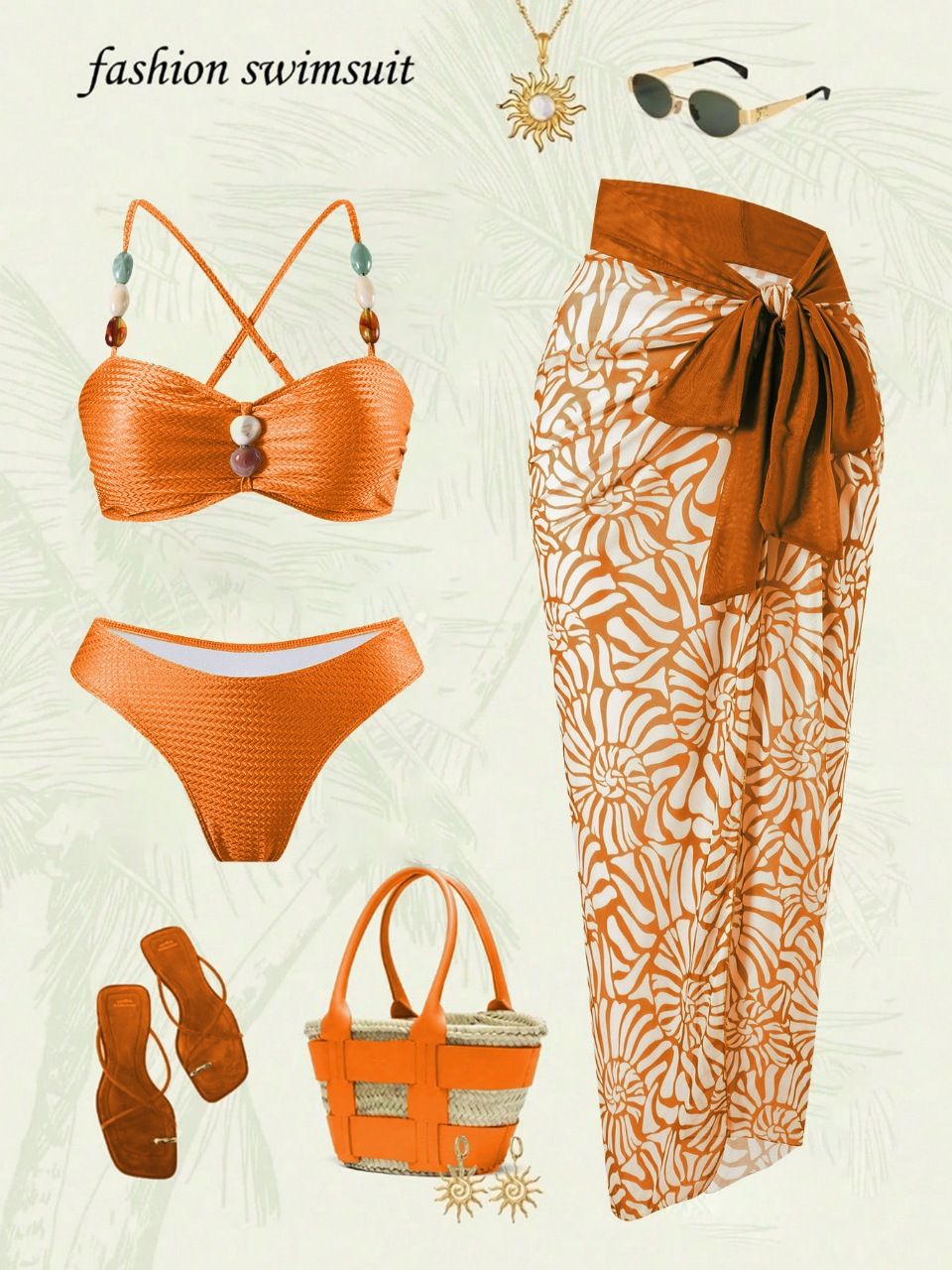 Luxury Beaded Bikini Set for Women Elegant Trendy 3 Piece High-End Beachwear Swimwear_ecoleips.com