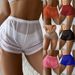 New Multicolor Mesh Swimsuit Women's Lace Up Solid Color Boxer High Waist Beach Bikini Bottoms_ecoleips.com