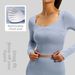 Patchwork Women's Long Sleeve Yoga Top With Bra Pads Breathable Slimming Fitness Sports Wear For Running_ecoleips.com