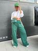 Women's Clothing Fashion Trend Casual Loose Wide Leg Pants Splicing Drawstring Sweatpants Sports Trousers_ecoleips.com