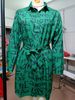 Verve 2025 Autumn New Women's OL Style Printed Cardigan Turn-down Collar Loose Shirt Dress_ecoleips.com