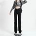 Black Slim-fit Straight-leg Jeans Women, 2025 New Autumn High-waisted Slimming Wide-leg Cigarette Pants For Pear-shaped_ecoleips.com