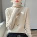 Women's High-Neck Knit Sweater – Soft Viscose Slim-Fit Base Layer (12 Colors, Stacked Collar)_ecoleips.com