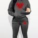 Women's Heart Print Hooded Sweatshirt And Sweatpants Set Casual Street Dance Fashion Autumn Winter Warm Top Bottoms Ensemble_ecoleips.com