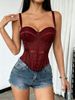 ng2510292 Cross-border Hot Item: European And American Solid Color Corset, Waist-slimming Mesh Fishbone Top, Sexy Outerwear_ecoleips.com
