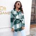 Street Style Contrasting Color Plaid Straps Long Woolen Jacket_ecoleips.com