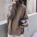 Women's Oversized High Neck Sweater - Soft Lambswool Blend Knit Top For Winter, Relaxed Fit, Chunky Cable Knit Pullover In Classic Colors_ecoleips.com