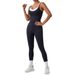 Printed V Neck Sleeveless Pleated Slit DressTwo Piece Contrast Color Sling Sports Jumpsuit One Piece Yoga Suit Backless Outdoor Fitness Jumpsuit_ecoleips.com