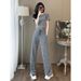 2025 Women's Summer Sports Slimming Design Waist-Cinching Top Wide-Leg Pants Two-Piece Set_ecoleips.com