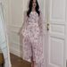 European And American 2024 Summer Cross-Border Chiffon Floral Ruffle Sleeve Long Asymmetrical Patchwork Dress_ecoleips.com