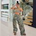 Women's Clothing Summer New Camouflage Print High Waist Straight Loose Camouflage Overalls_ecoleips.com