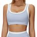 Nude Feel Faux Two Piece Sports Bra Ribbed Color Block Yoga Fitness Running Bra Style_ecoleips.com