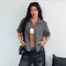 Women's Clothing Five-Sleeve Plaid Top - Spring Summer Fashion Blouse With Unique Sleeve Design Spring Layering Piece_ecoleips.com