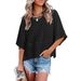 2026 European And American Cross-Border Hot Sale New Style Patchwork Solid Color Bell Sleeve Casual Loose T-Shirt_ecoleips.com