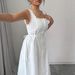 Women's Clothing Elegant White Openwork Slip Dress Style Square Neck Tea Dress With Slimming Waist And Tie Neck For Women_ecoleips.com