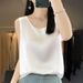 Silk Satin 2026 Spring-summer New Women's Pullover Short Top, Sleeveless Vest, Round Neck Camisole, Solid Color Inner_ecoleips.com