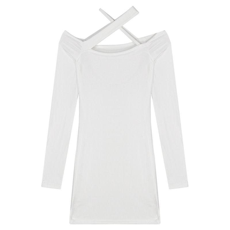 Women's Off-Shoulder Long Sleeve Mini Dress Black Fitted Summer New Style Sexy Clothing_ecoleips.com
