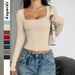 Diyun Cross-Border European And American Y2K Hot Girl Style Solid Color Long Sleeve Tank Top T-Shirt Women's Clothing_ecoleips.com