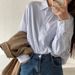 Women's Korean Style Loose Long Sleeve Striped Shirt Unique Retro Design Student Style Autumn New Arrival_ecoleips.com