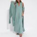 Cross-Border Independent Station European And American New Solid Color Pullover V-Neck Dress Cardigan Coat Set_ecoleips.com