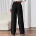 Women's Clothing New Style Drape Mopping Casual Pants High Waist Trousers Loose Temperament Straight Women's Niche Design Solid Color Trousers_ecoleips.com