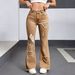 K Jeans, Women's Versatile Flared Trimming, Fashionable And Casual Heart-shaped Perforated Flared Pants_ecoleips.com