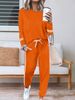 Women's Long Sleeve Round Neck Top And Pants Set With Side Stripes - Casual Two-Piece Outfit For Everyday Wear_ecoleips.com