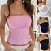 Diyun 2025 Spring Summer New Cross-Border European And American Y2K Sexy Solid Color Backless Knitted Tube Top_ecoleips.com