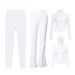 Women's Clothing Women's Short Hooded Jacket Four Piece Set With Flared Pants And Cropped Pants Slim Fit Elastic Sportswear_ecoleips.com