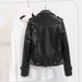 Women's Slim Fit Lapel Leather Jacket PU Short Coat Motorcycle Clothing Spring Autumn New_ecoleips.com