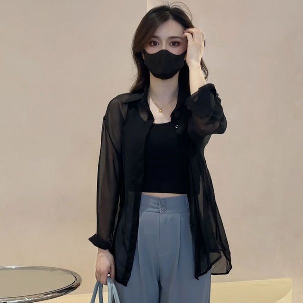 Women's Clothing Design Sense Fashion Chiffon Shirt Summer Thin Breathable Sun Protection Clothing Loose Versatile Tops_ecoleips.com