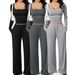Women's Autumn Casual Lounge Set - Long Sleeve Crop Top & High-Waisted Pants, Comfortable Stretchy Outfit For Workout, Travel & Daily Wear_ecoleips.com