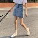 New 2026 Women's Denim Midi Skirt High Waist Slimming Solid Color Korean Style Versatile Casual Bodycon Short Skirt for Students_ecoleips.com