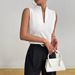 European And American Cross-border 2026 Summer New Women's Top, Solid Color V-neck Slim-fit Sleeveless Textured_ecoleips.com